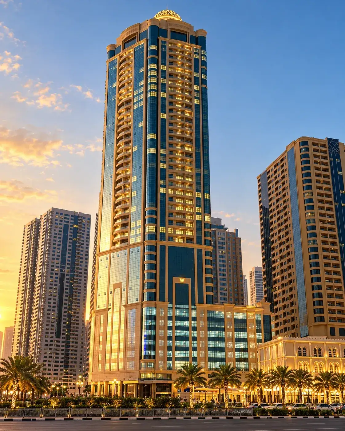 W Tower at golden hour, Al Khan, Sharjah